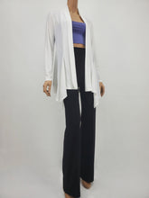 Load image into Gallery viewer, Asymmetrical Hem Long Sleeve Open Cardigan with Elastic Back Shirring  (White)
