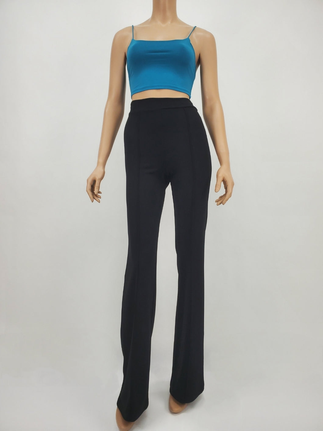 Double Layer Spaghetti Strap Crop Top (Teal)