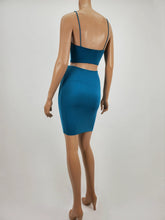 Load image into Gallery viewer, Spaghetti Strap Crop Top and Skirt Set (Teal)
