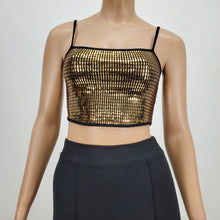 Load image into Gallery viewer, Sequins Spaghetti Strap Crop Tank Top (Gold)
