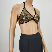 Load image into Gallery viewer, Sequins Halter Bra Backless Tie Top (Gold)
