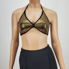 Load image into Gallery viewer, Sequins Halter Bra Backless Tie Top (Gold)
